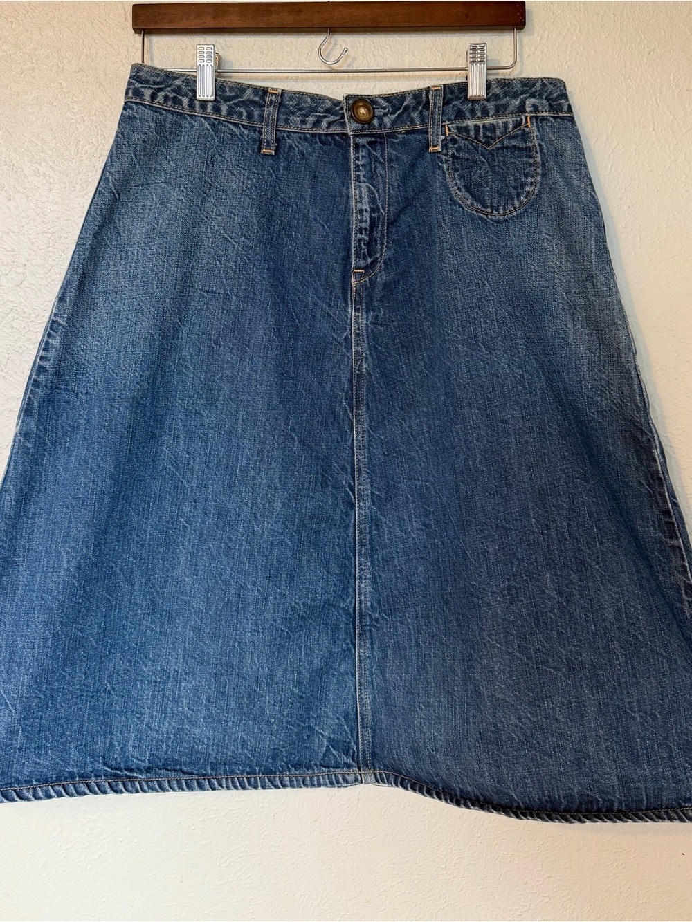Vintage Gap 1969 Y2K Midi Length Cotton A-Line Denim Jean Skirt Sz 8 - Picture 2 of 14